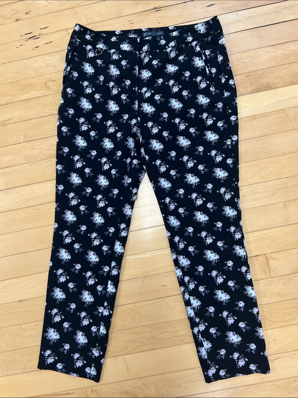 Woman’s Black Floral Stretch Casual Pants